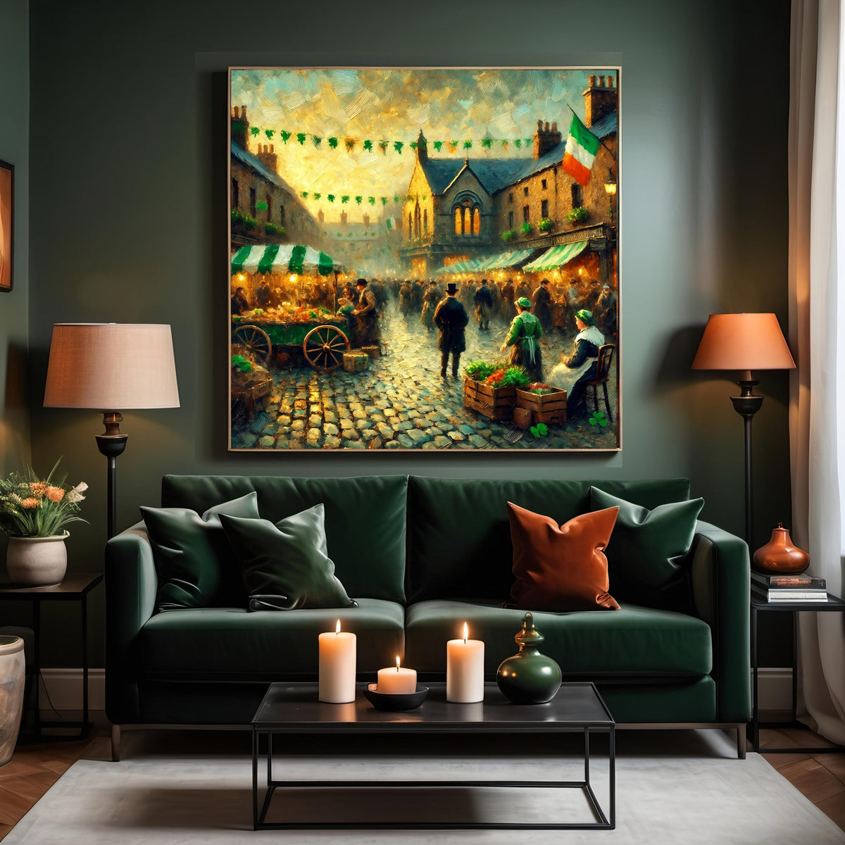 Vintage Irish Market Scene Print: St. Patrick's Day Festival (Digital Download)