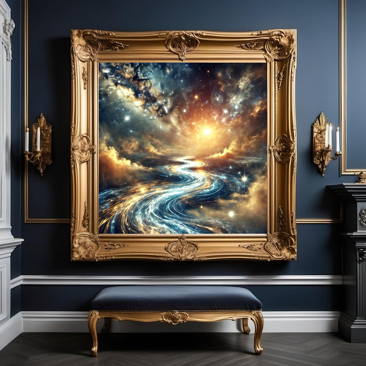 Celestial River Galaxy Print: Ethereal Cosmic Landscape (Digital Download)