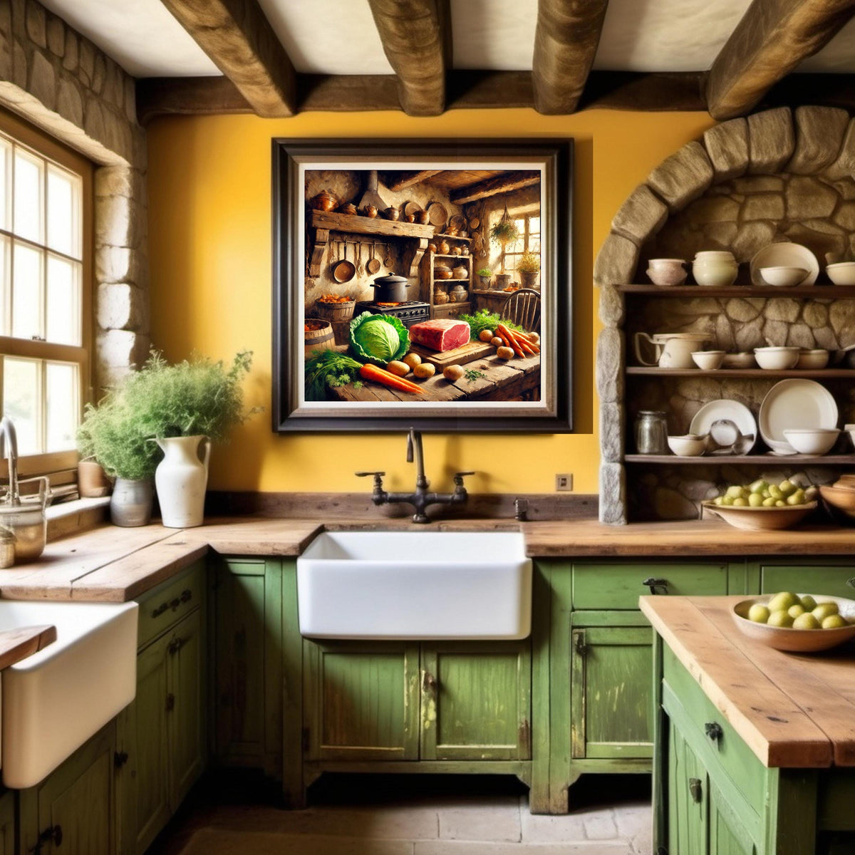 Vintage Irish Kitchen Print: Rustic Farmhouse Cooking Scene (Digital Download) 2
