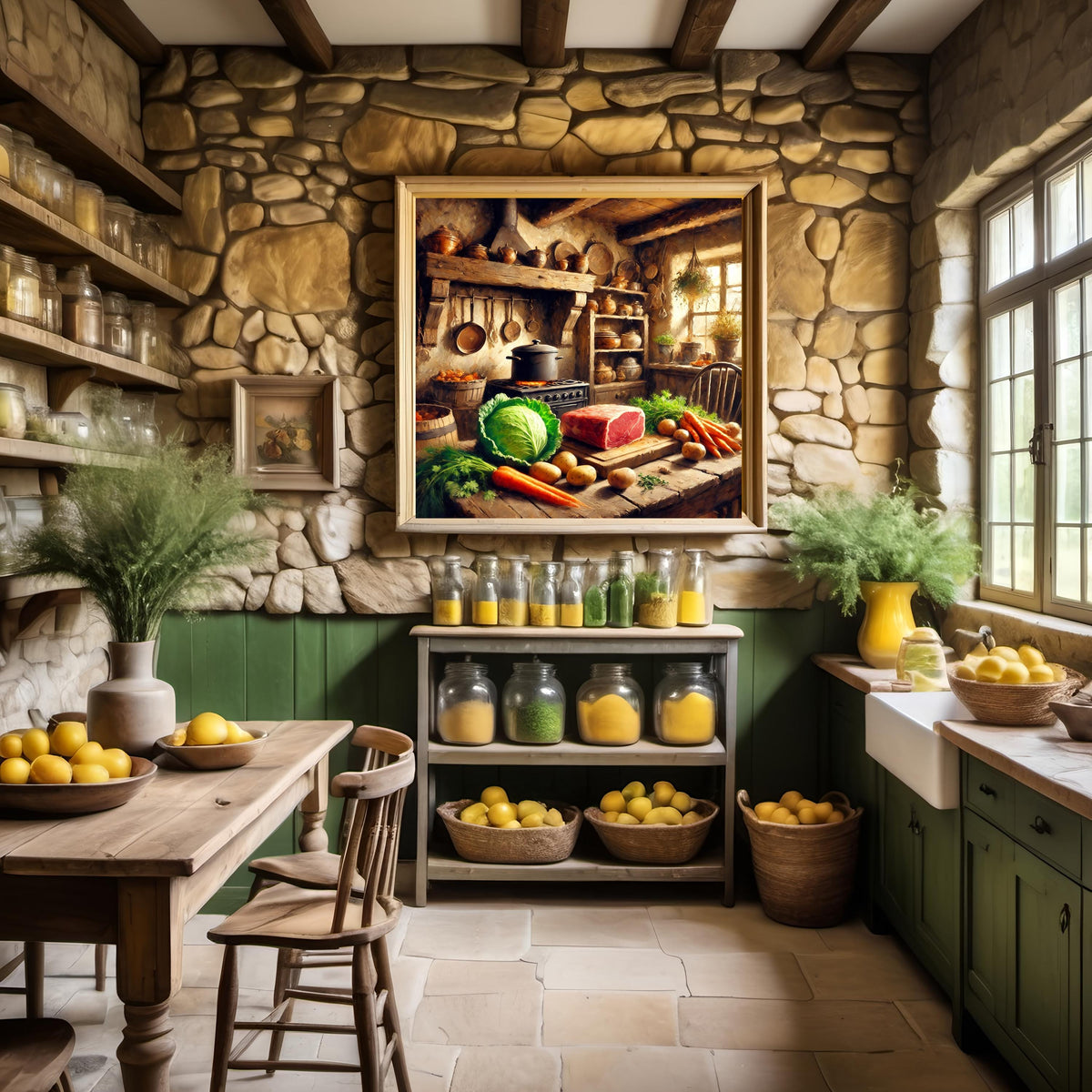 Vintage Irish Kitchen Print: Rustic Farmhouse Cooking Scene (Digital Download) 2