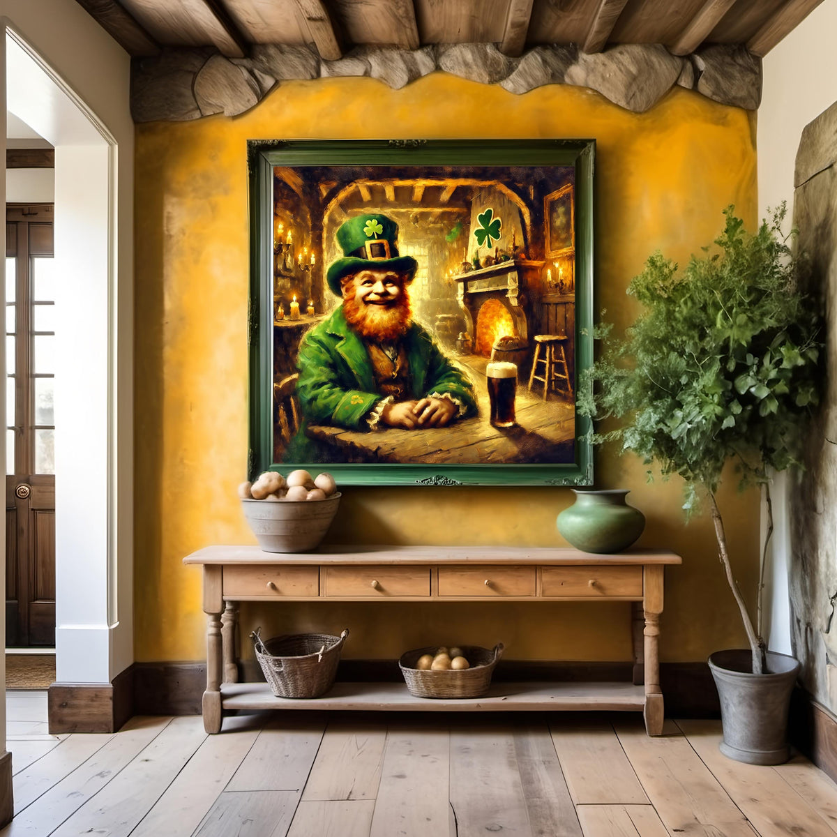 Leprechaun Irish Pub Art: St. Patrick's Day Tavern Scene (Digital Download)