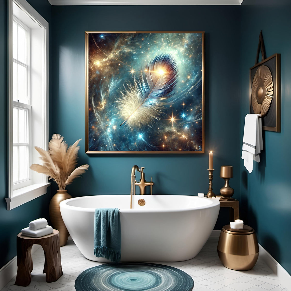 Celestial Feather Print: Mystical Galaxy Wall Art (Digital Download)