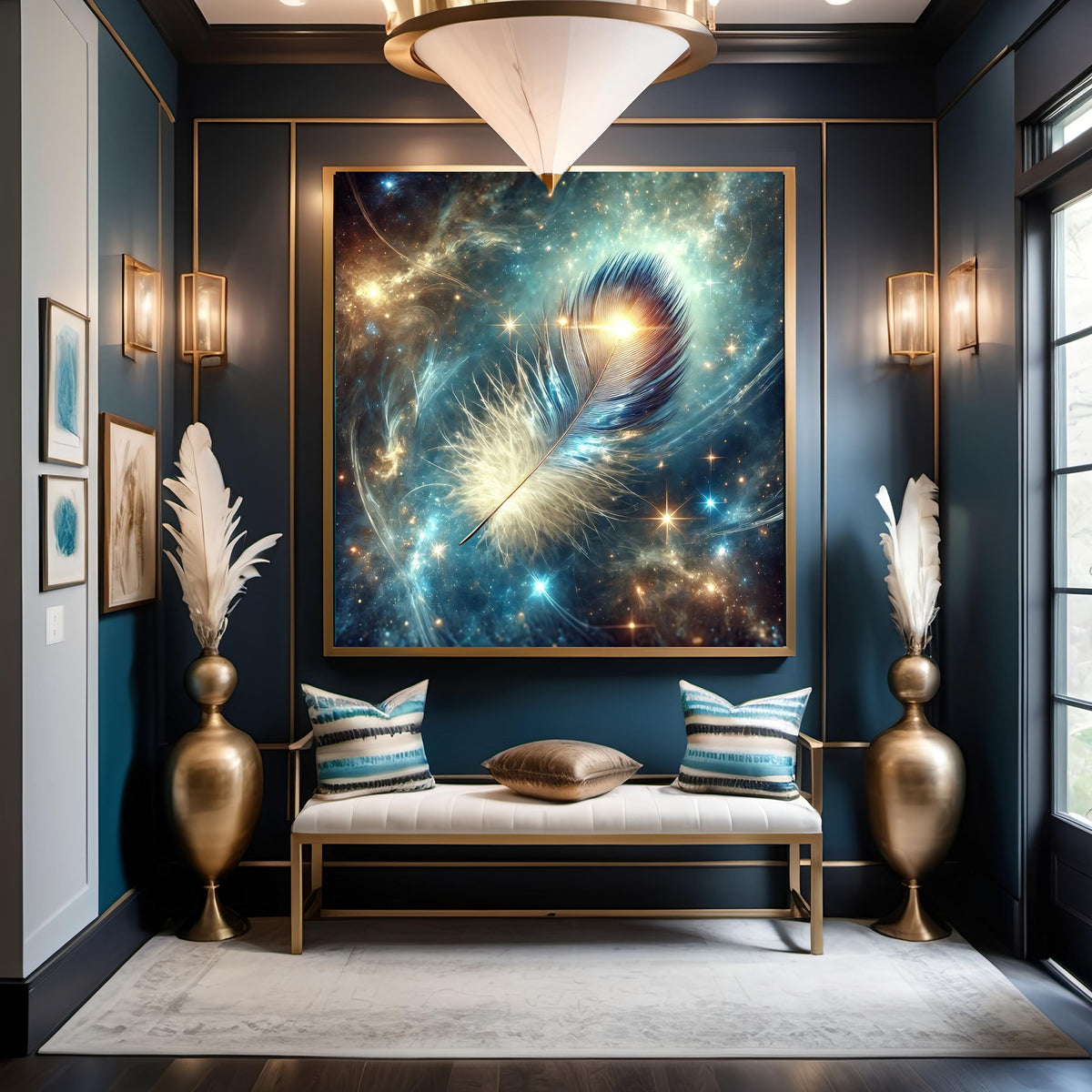 Celestial Feather Print: Mystical Galaxy Wall Art (Digital Download)
