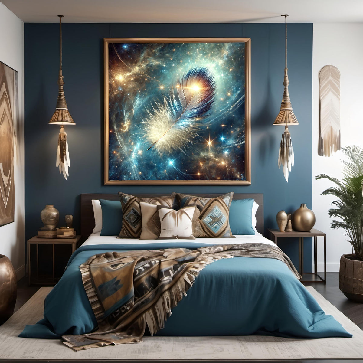 Celestial Feather Print: Mystical Galaxy Wall Art (Digital Download)