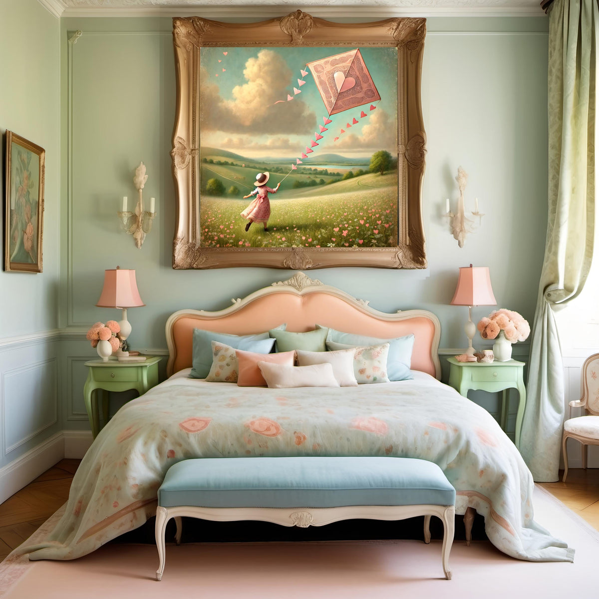 Vintage Valentine Kite Print: Whimsical Countryside Wall Art (Digital Download)