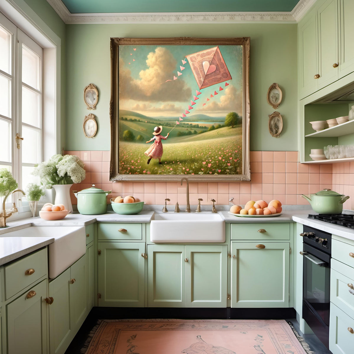 Vintage Valentine Kite Print: Whimsical Countryside Wall Art (Digital Download)