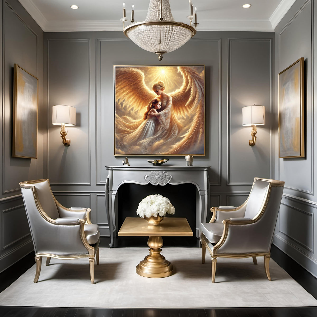 Guardian Angel Embrace Print: Celestial Mother & Child (Digital Download)