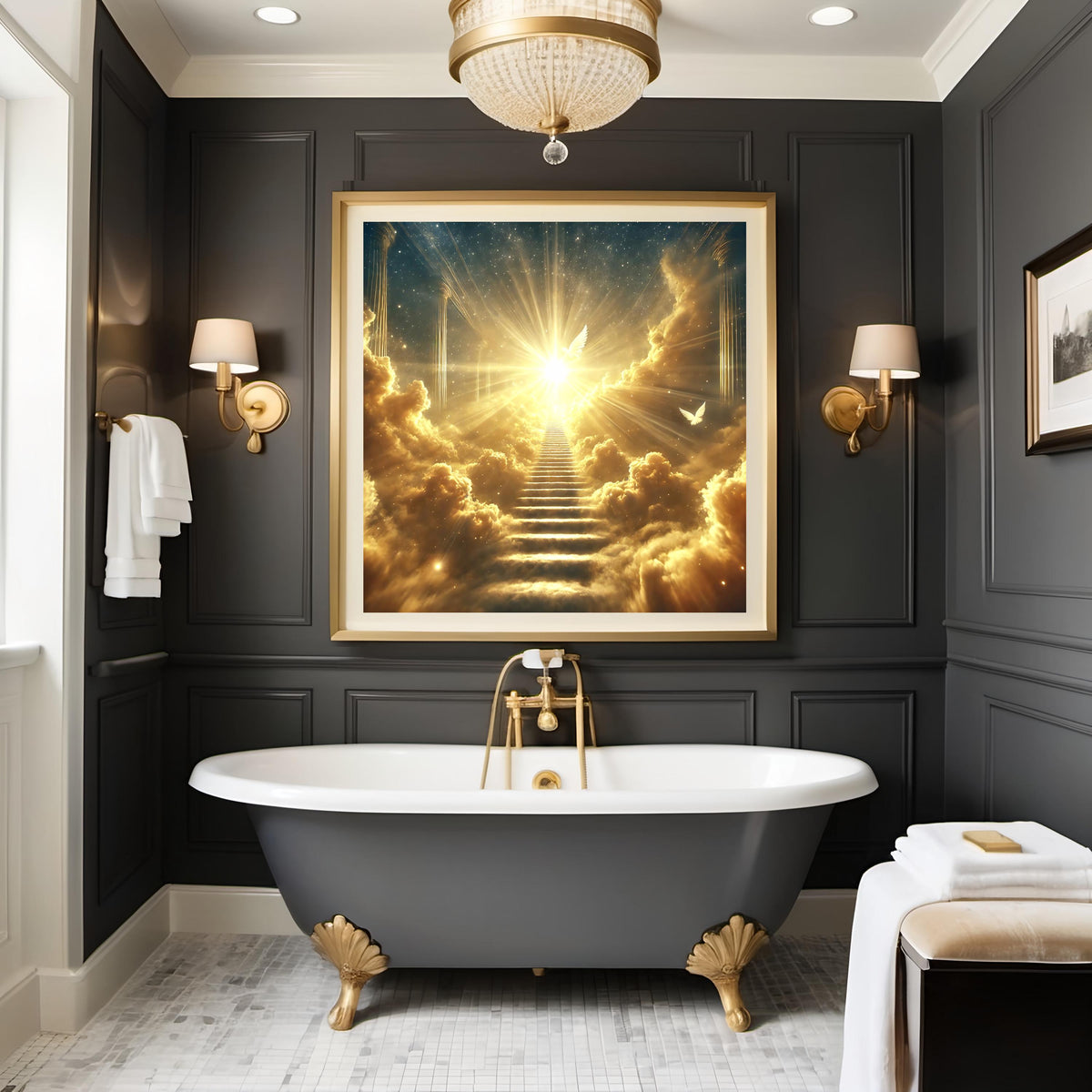 Heavenly Stairway to Light Print: Angelic Ascension Wall Art (Digital Download)
