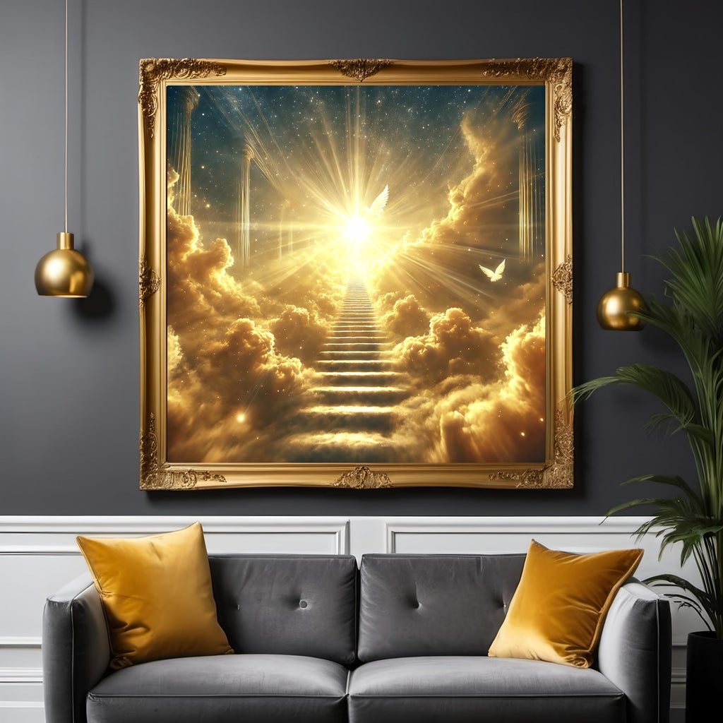 Heavenly Stairway to Light Print: Angelic Ascension Wall Art (Digital Download)