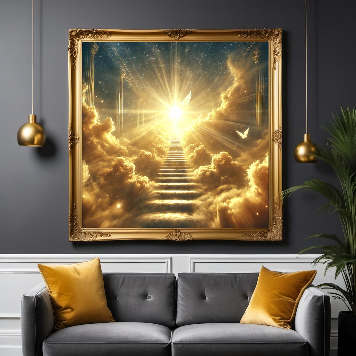 Heavenly Stairway to Light Print: Angelic Ascension Wall Art (Digital Download)