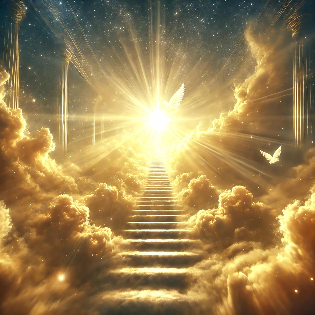 Heavenly Stairway to Light Print: Angelic Ascension Wall Art (Digital Download)