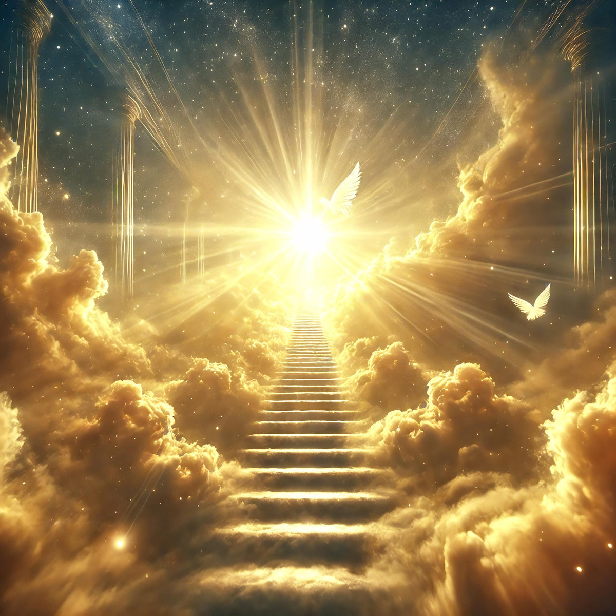 Heavenly Stairway to Light Print: Angelic Ascension Wall Art (Digital Download)