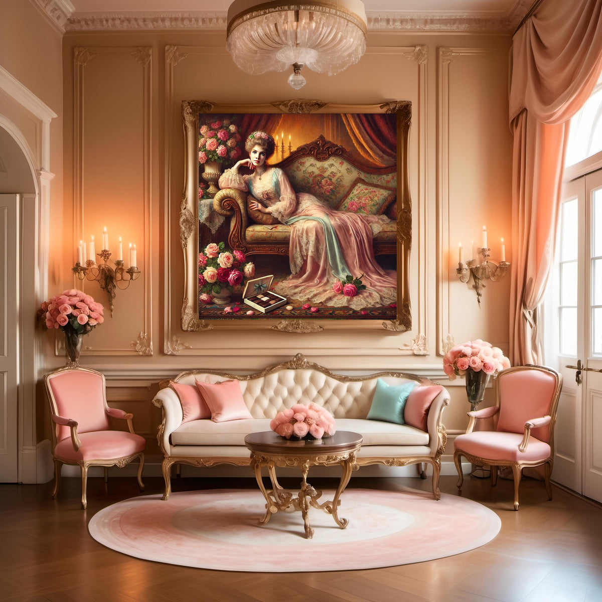 Victorian Lady Chocolates Art Print: Rococo Boudoir Decor (Digital Download)