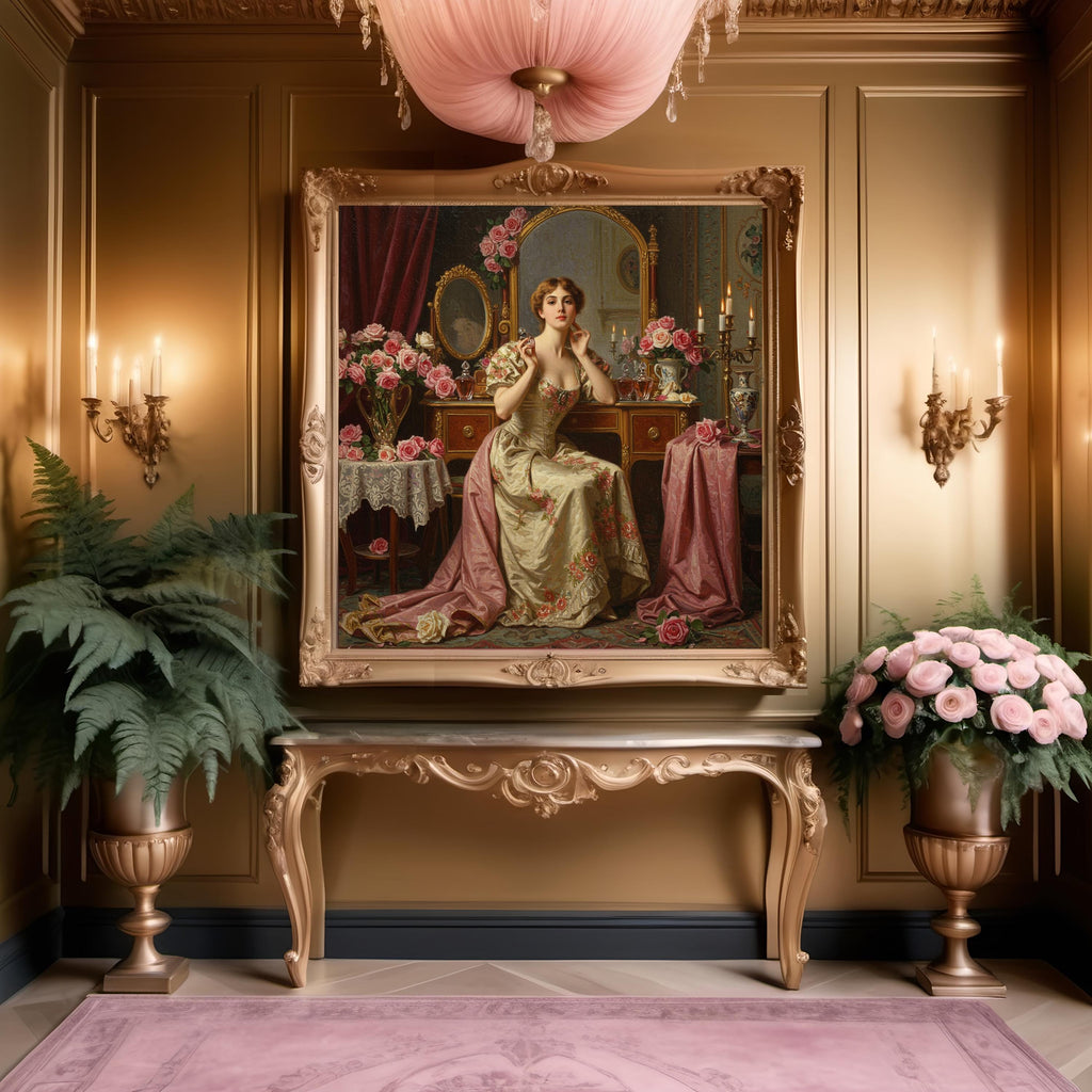 Victorian Lady Perfume Vanity Art: Elegant Boudoir Print (Digital Download)