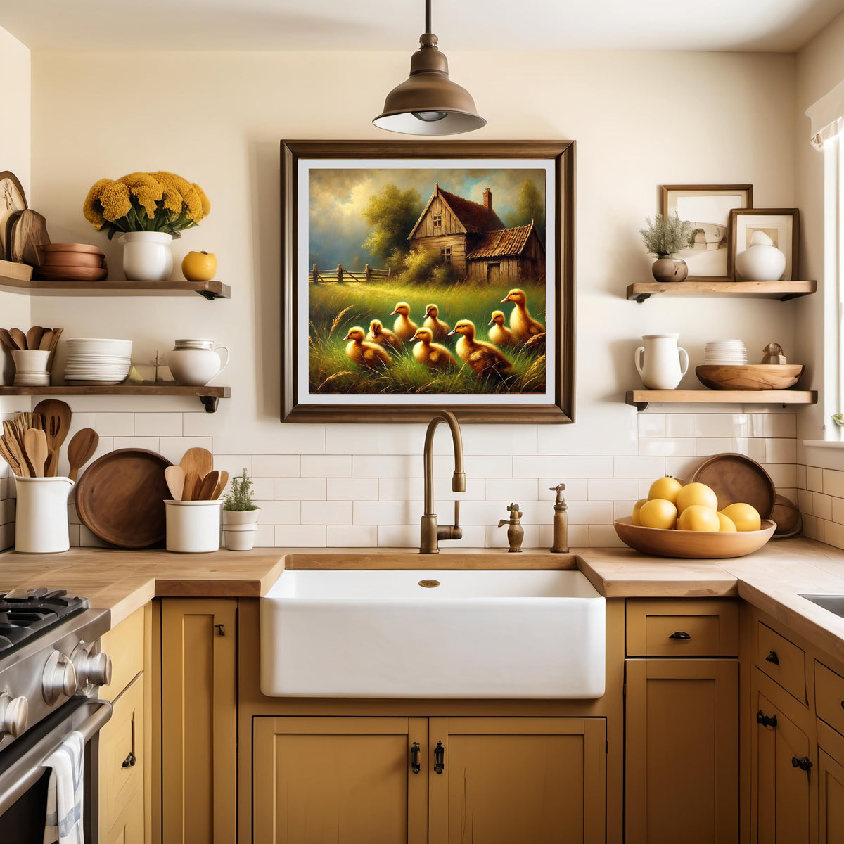 Rustic Ducklings Farmhouse Print: Vintage Country Cottage Wall Art (Digital Download)