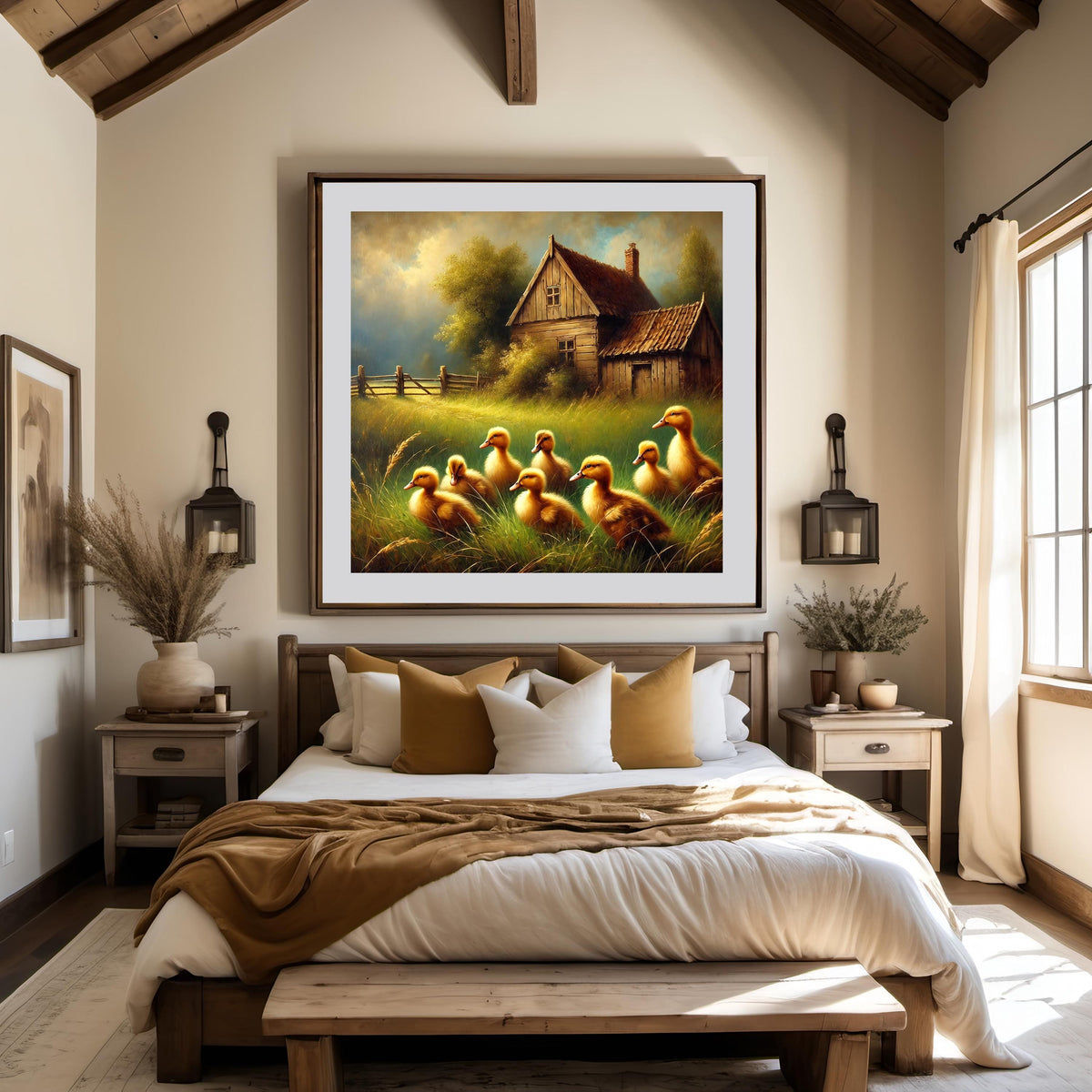 Rustic Ducklings Farmhouse Print: Vintage Country Cottage Wall Art (Digital Download)