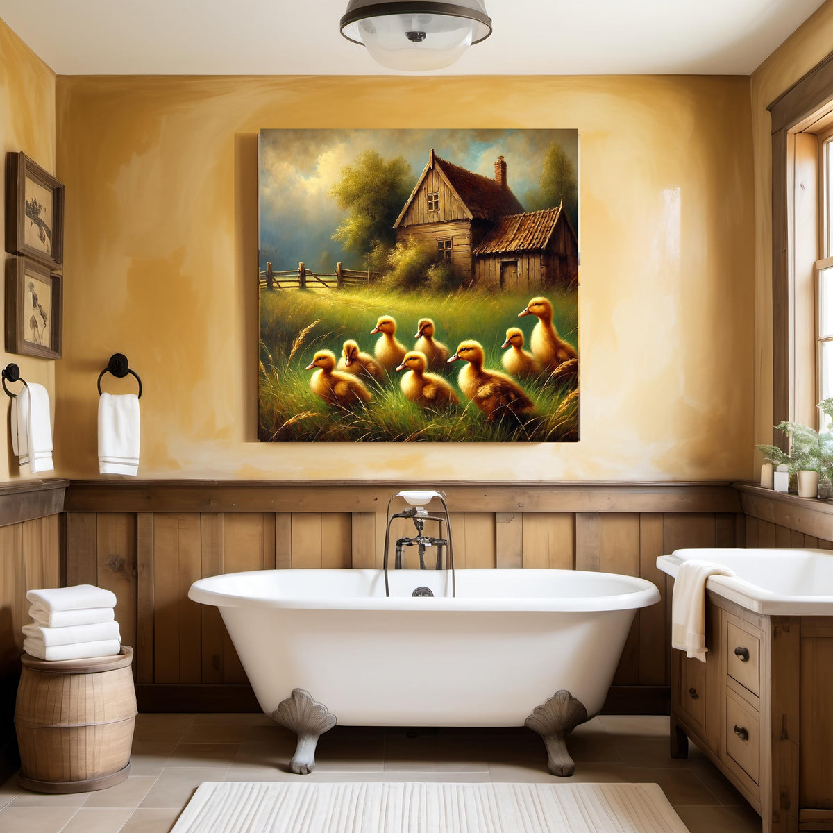 Rustic Ducklings Farmhouse Print: Vintage Country Cottage Wall Art (Digital Download)