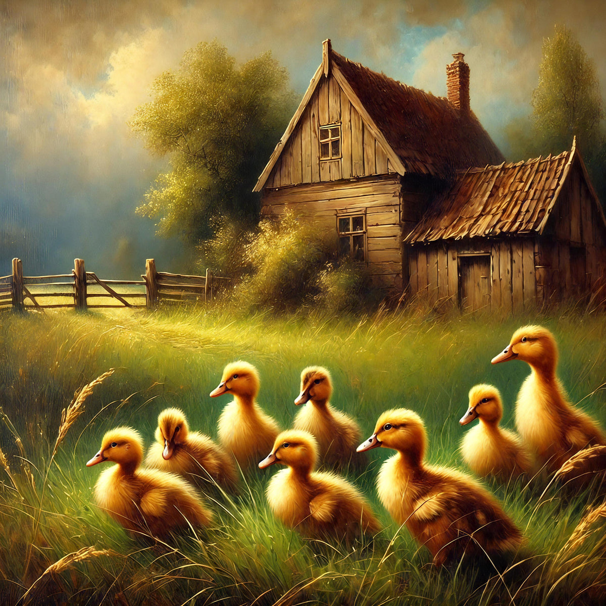 Rustic Ducklings Farmhouse Print: Vintage Country Cottage Wall Art (Digital Download)