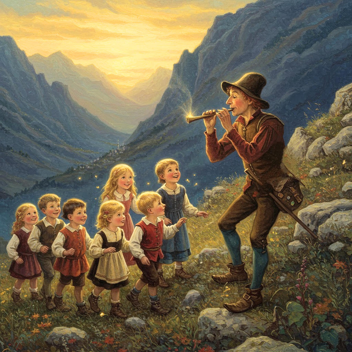Pied Piper Vintage Storybook Art: Whimsical Nursery Decor (Digital Download)