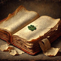 Antique Book with Clover Print: Irish Folklore Art (Digital Download)