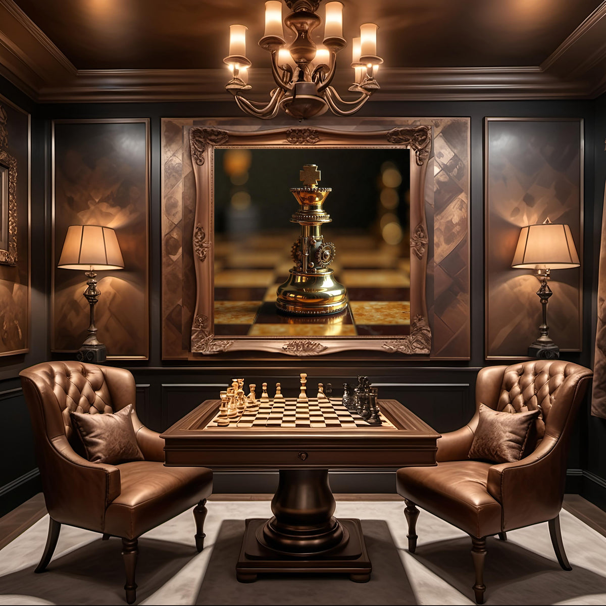 Steampunk Chess King Art Print: Vintage Brass Decor (Digital Download)