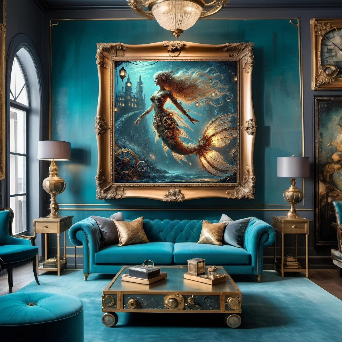 Steampunk Mermaid Art: Clockwork Ocean Goddess (Digital Download)