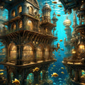 Steampunk Underwater City Art Print: Nautical Sci-Fi (Digital Download)