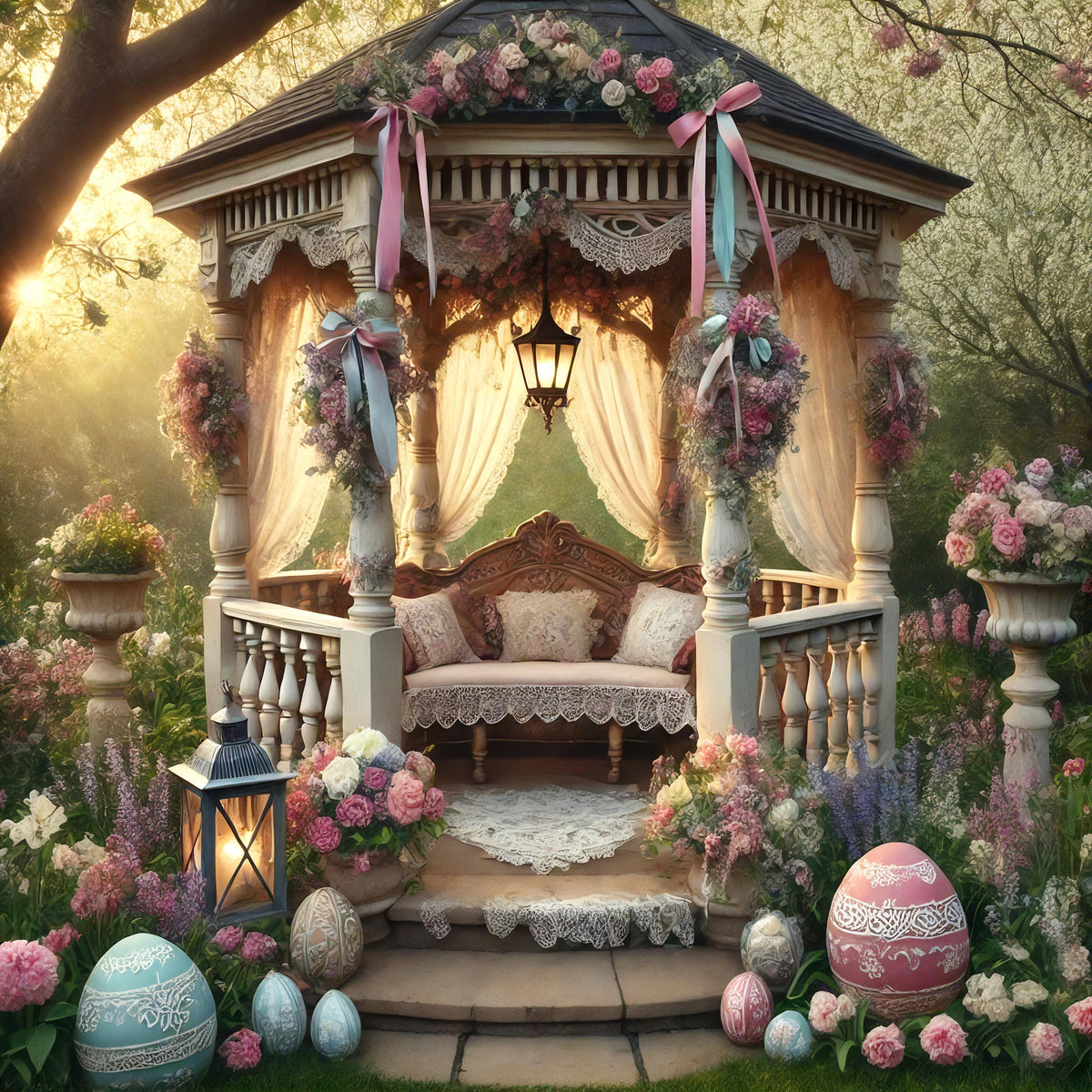 Victorian Easter Gazebo Print: Shabby Chic Cottagecore Wall Art (Digital Download)