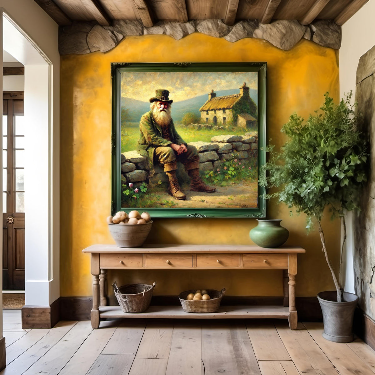 Rustic Irish Man Portrait: Vintage Countryside Farmhouse Art (Digital Download)