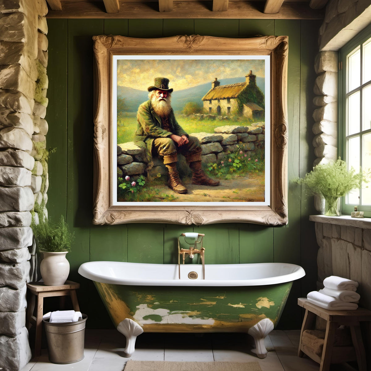 Rustic Irish Man Portrait: Vintage Countryside Farmhouse Art (Digital Download)