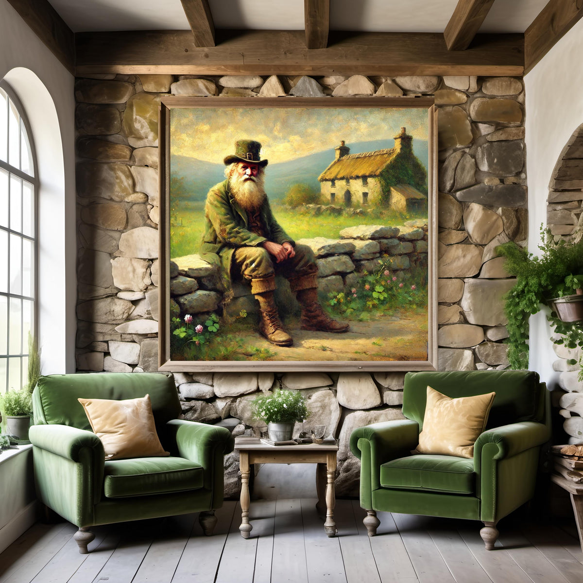 Rustic Irish Man Portrait: Vintage Countryside Farmhouse Art (Digital Download)