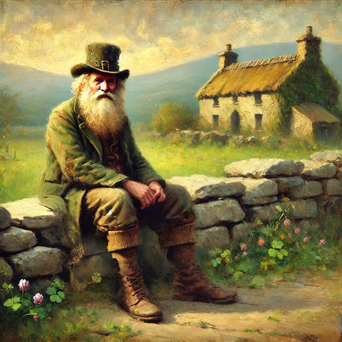 Rustic Irish Man Portrait: Vintage Countryside Farmhouse Art (Digital Download)