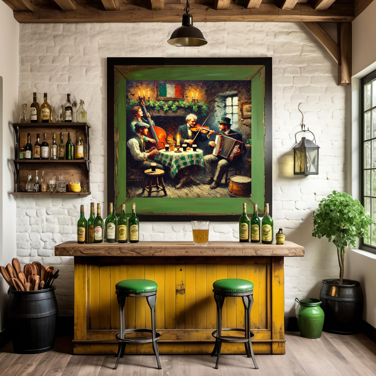 Irish Pub Band Vintage Art Print: Celtic Folk Music Scene (Digital Download)