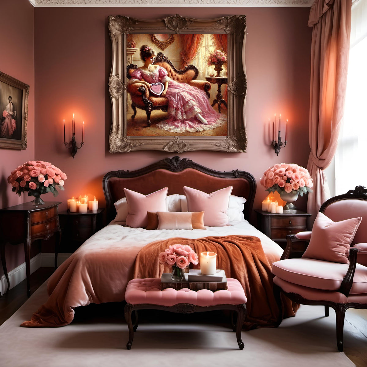 Victorian Lady in Pink Art Print: Romantic Valentine Decor (Digital Download)