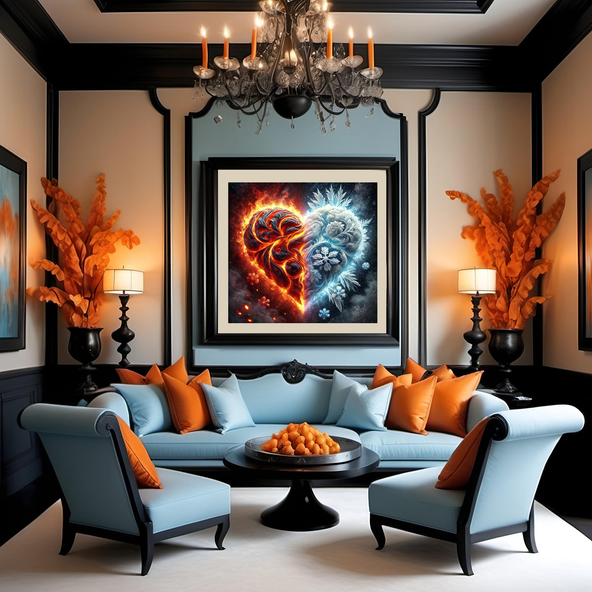 Fire and Ice Heart Print: Cosmic Galaxy Wall Art (Digital Download)
