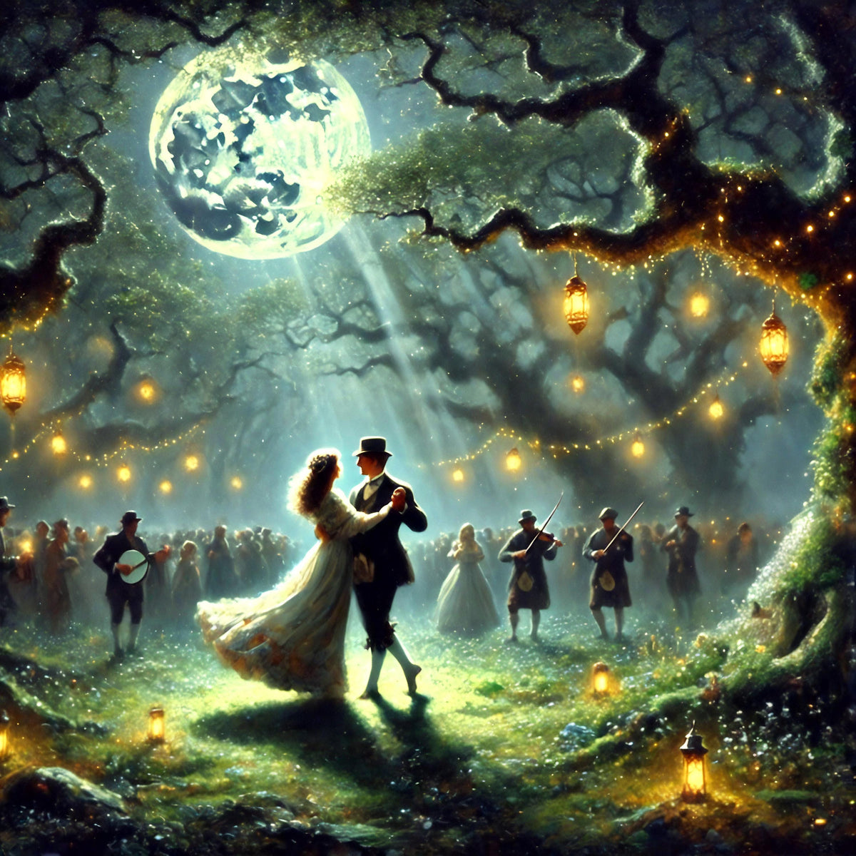 Moonlit Dance Art Print: Victorian Fairy Tale Forest (Digital Download)