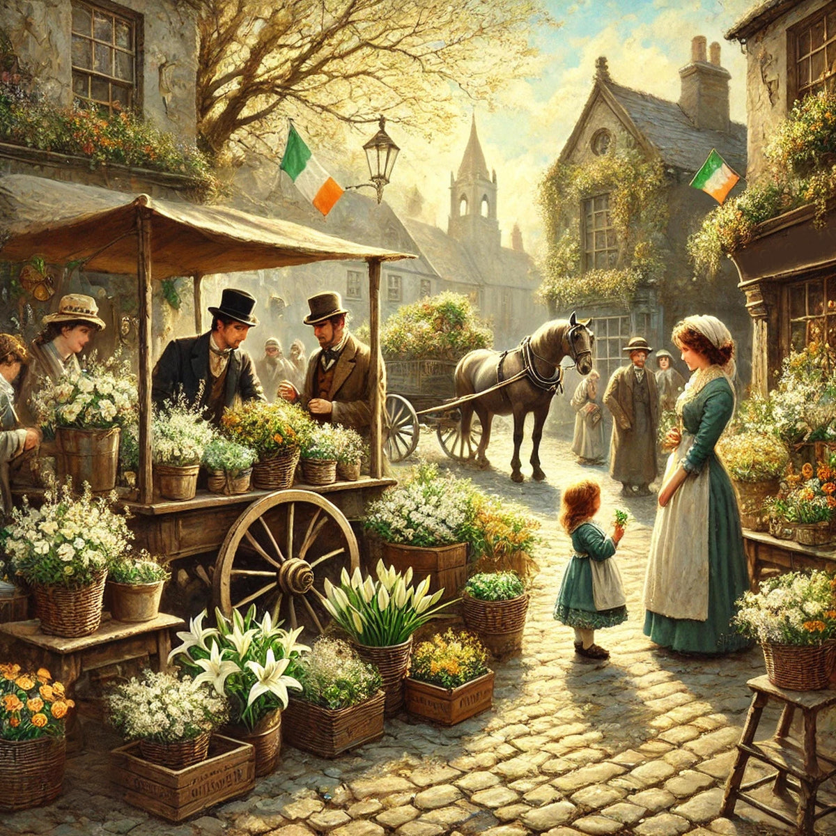 Victorian Irish Flower Market Print: St. Patrick's Day Cottagecore (Digital Download)
