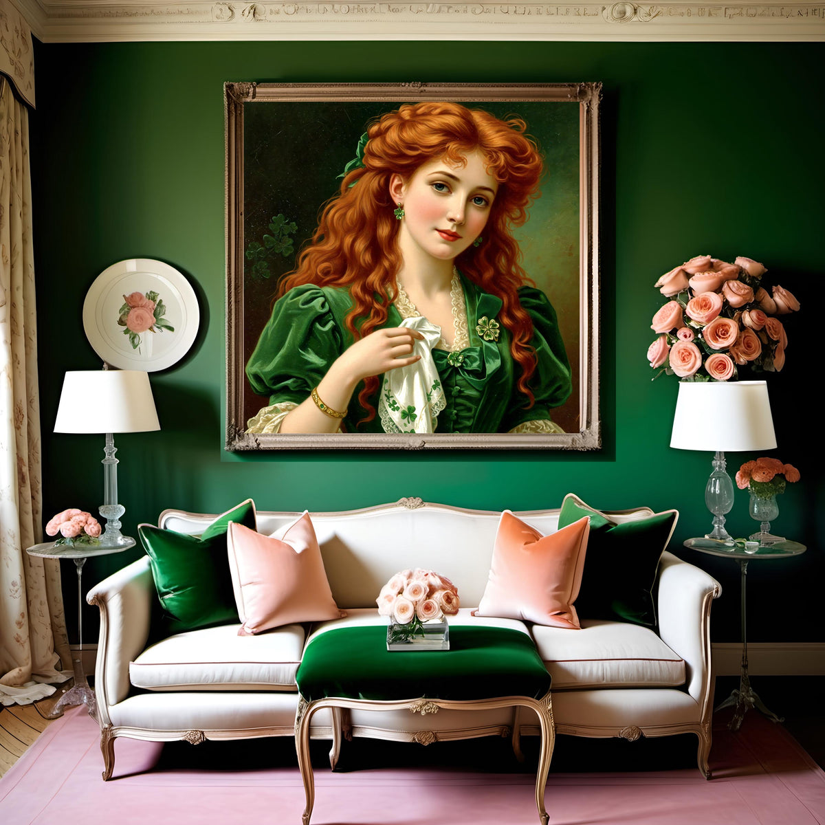 Victorian Irish Lass Art Print: St Patrick's Day Redhead (Digital Download)