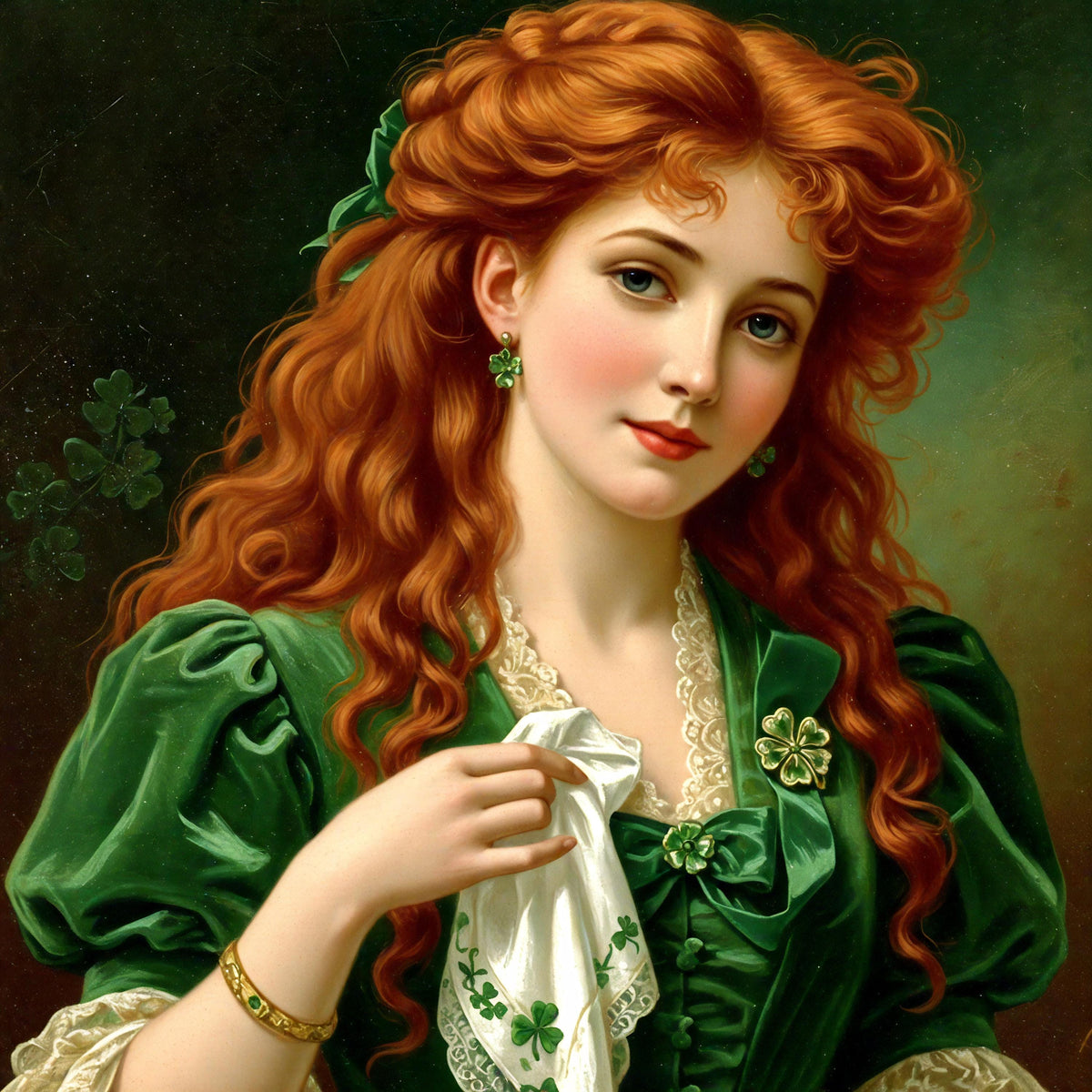 Victorian Irish Lass Art Print: St Patrick's Day Redhead (Digital Download)