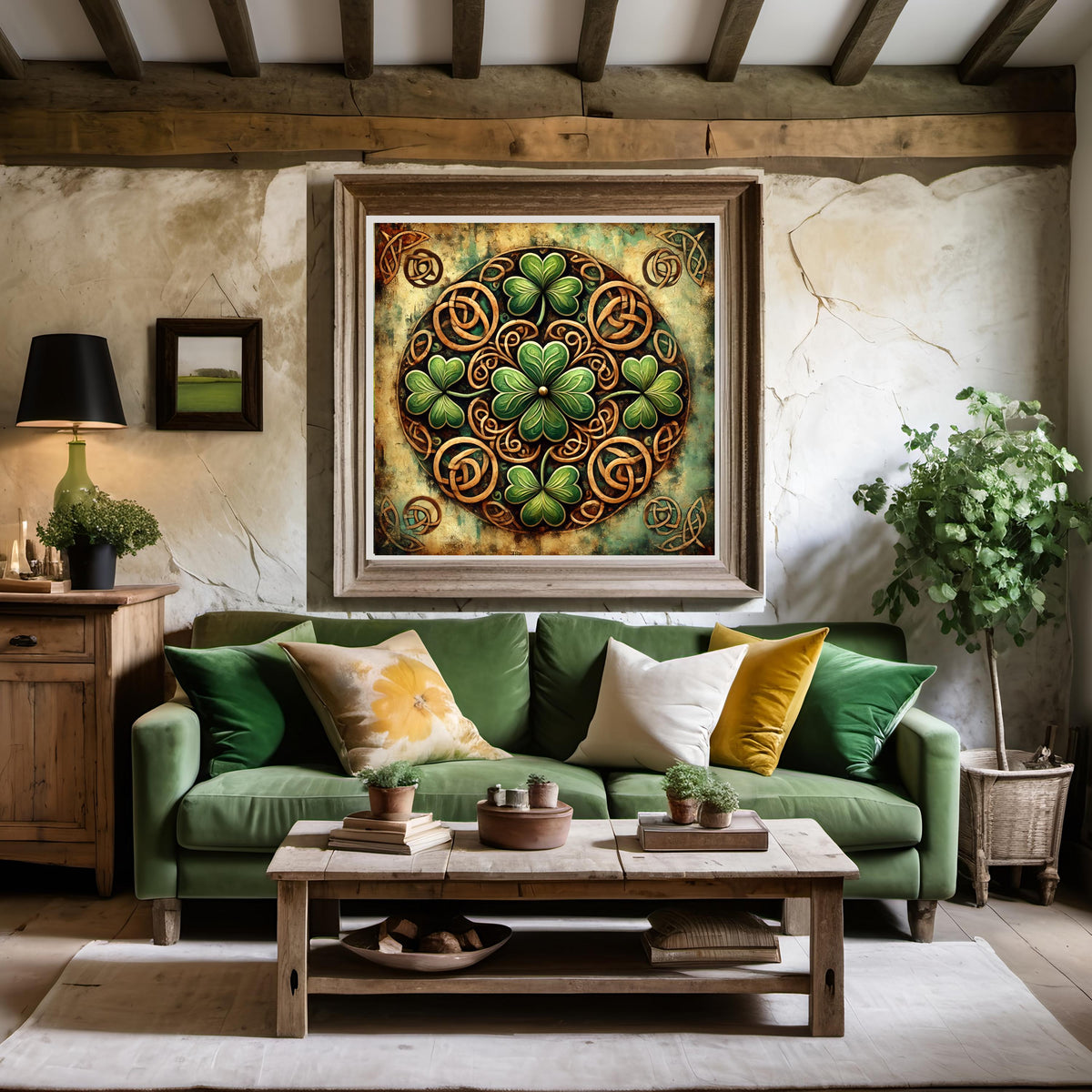 Vintage Shamrock Mandala: Celtic Irish Art (Digital Print)