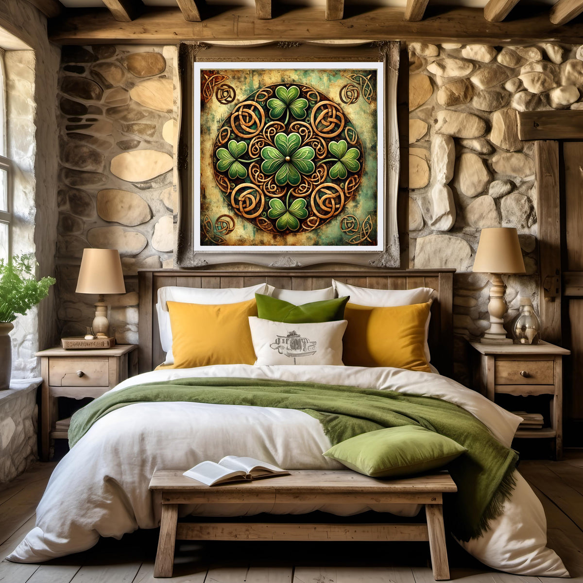 Vintage Shamrock Mandala: Celtic Irish Art (Digital Print)