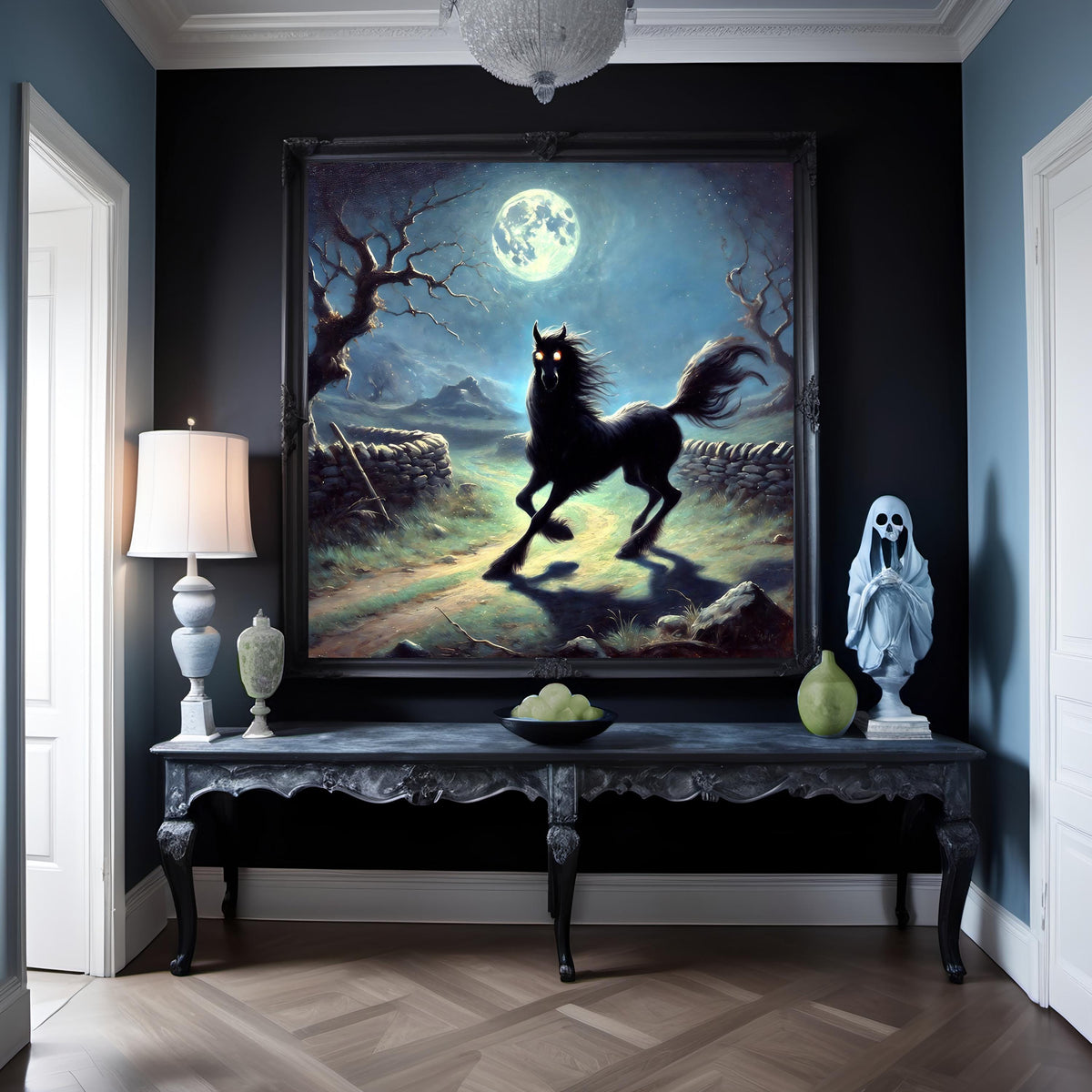 Mythical Púca Black Horse Print: Celtic Folklore Wall Art (Digital Download)