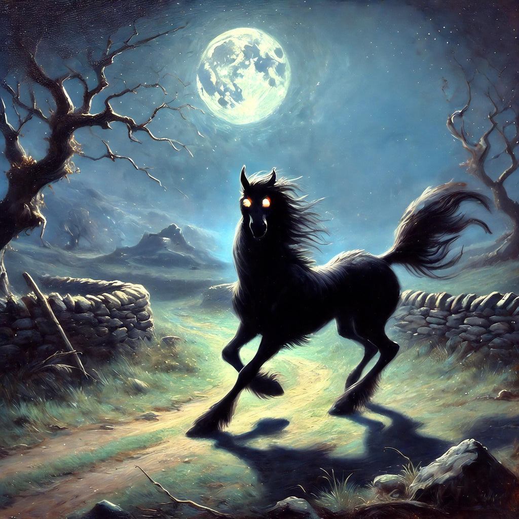 Mythical Púca Black Horse Print: Celtic Folklore Wall Art (Digital Download)