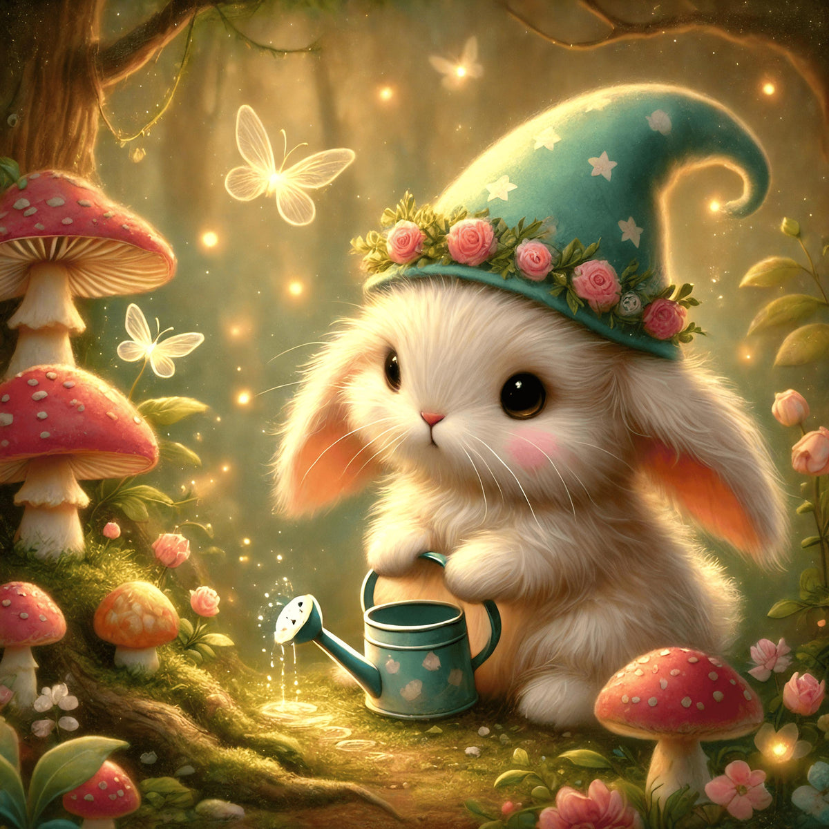 Fairy Bunny Digital Print: Enchanted Forest Cottagecore Wall Art (Digital Download)