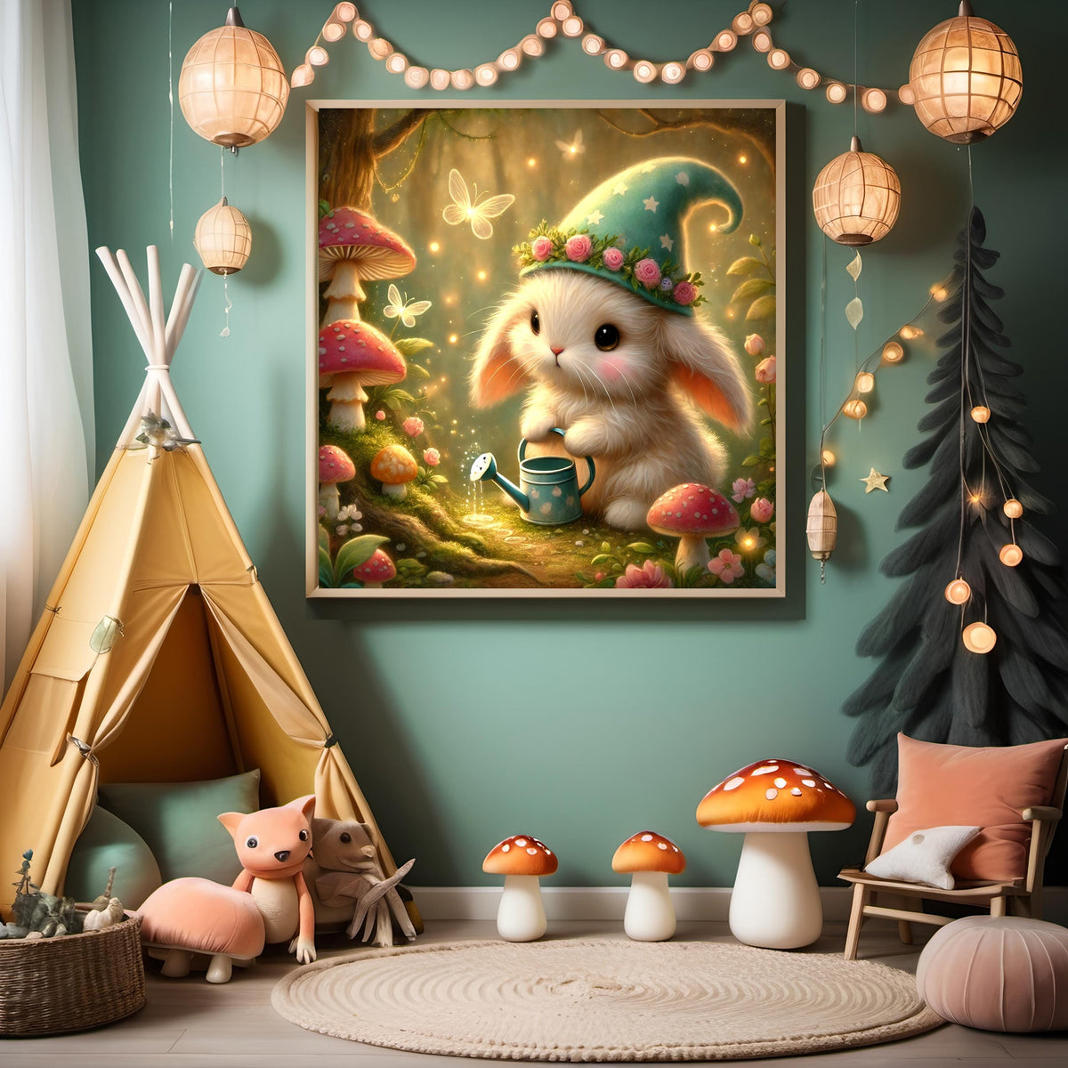 Fairy Bunny Digital Print: Enchanted Forest Cottagecore Wall Art (Digital Download)