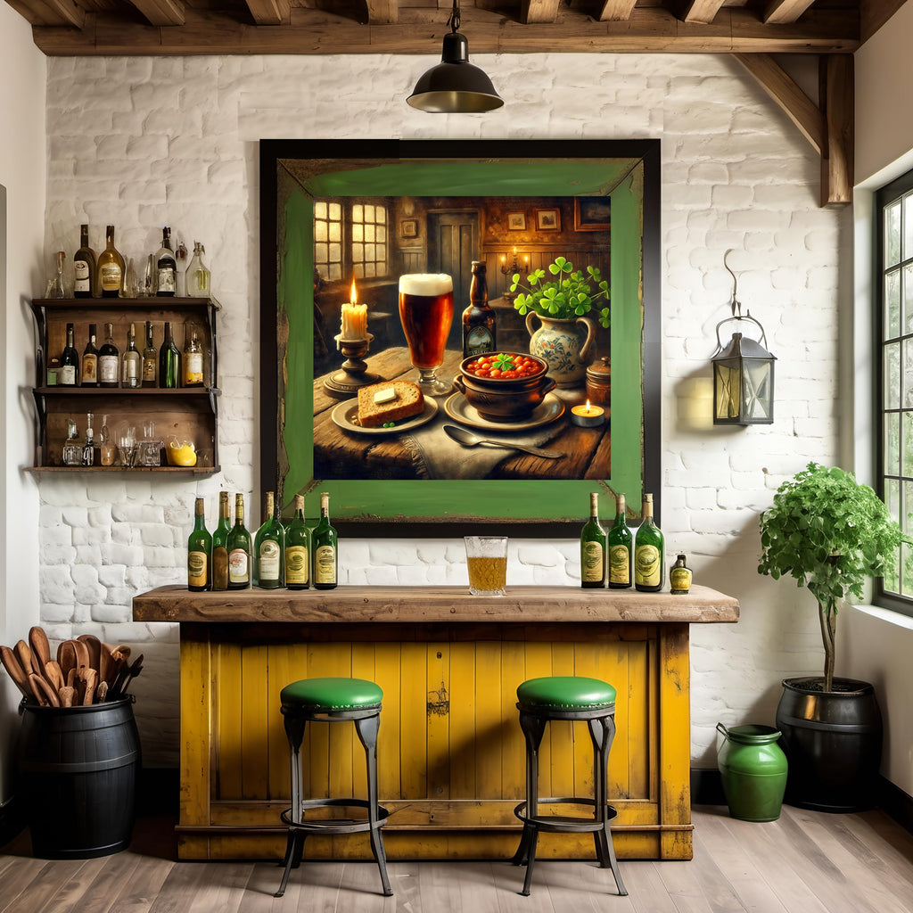 Irish Pub Still Life Art Print: Vintage Tavern Scene (Digital Download)