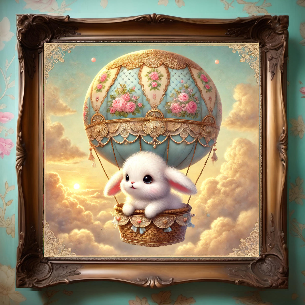Bunny Hot Air Balloon Print: Whimsical Nursery Decor (Digital Download)
