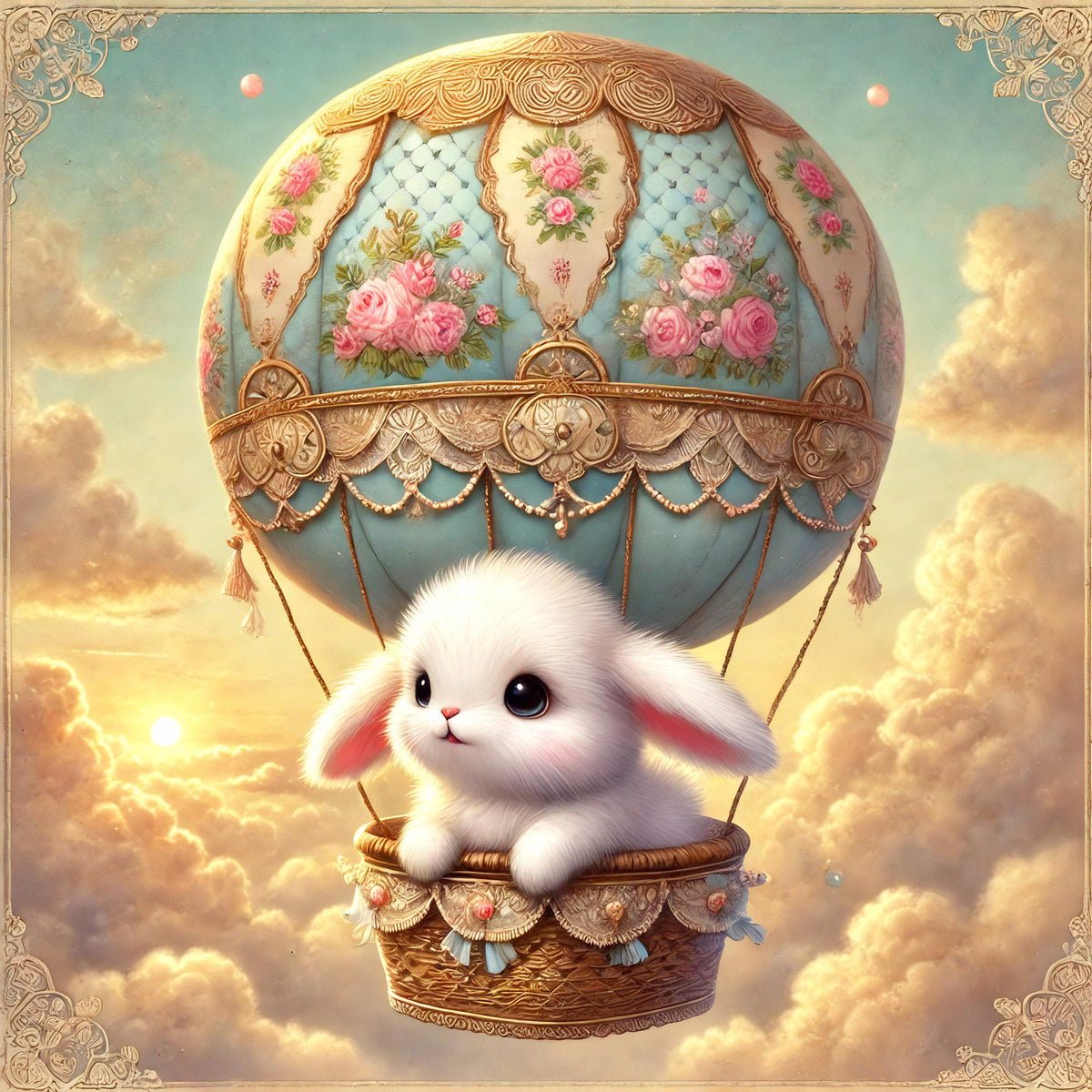 Bunny Hot Air Balloon Print: Whimsical Nursery Decor (Digital Download)