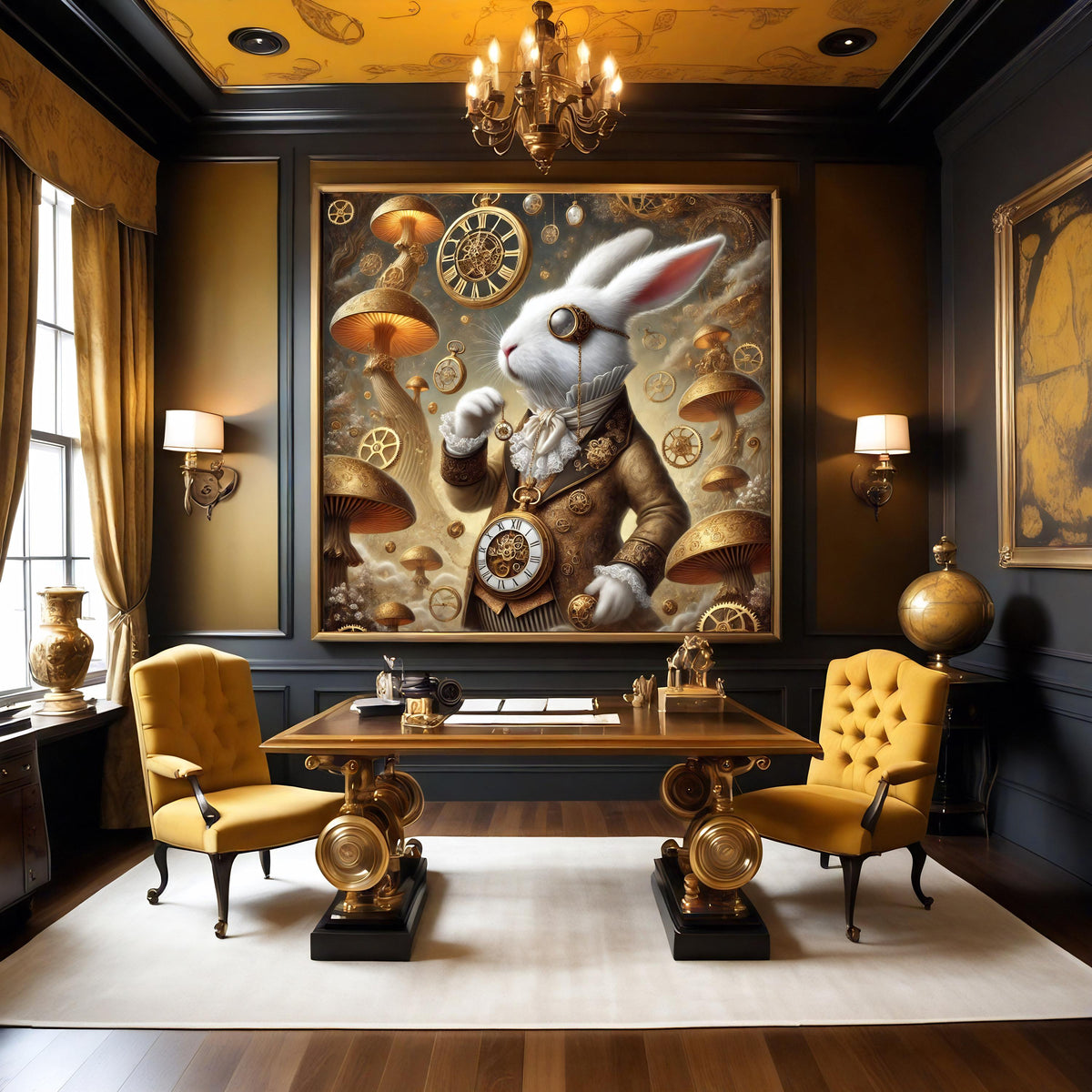 The Elegant Steampunk Timekeeper: Clockwork Rabbit Fantasy Art (Digital Download)