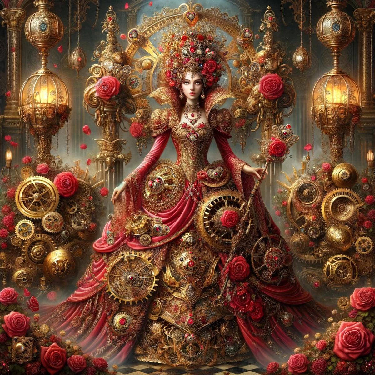 Steampunk Empress Art: Victorian Gothic Brass Roses (Digital Download)